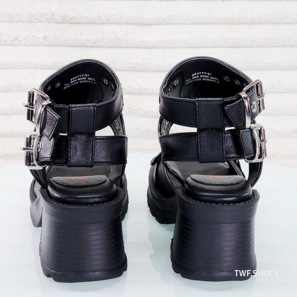 Bratty Block Heel Platform Sandals Punk Rock - Picture 9 of 9